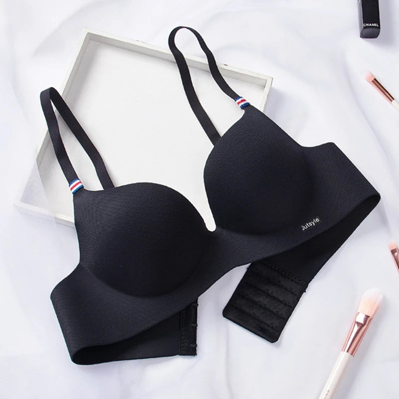 Fashion British Style Bra Soft Without Steel Ring Women's Brassiere Breathable Non-removable shoulder strap Gather Bralette
