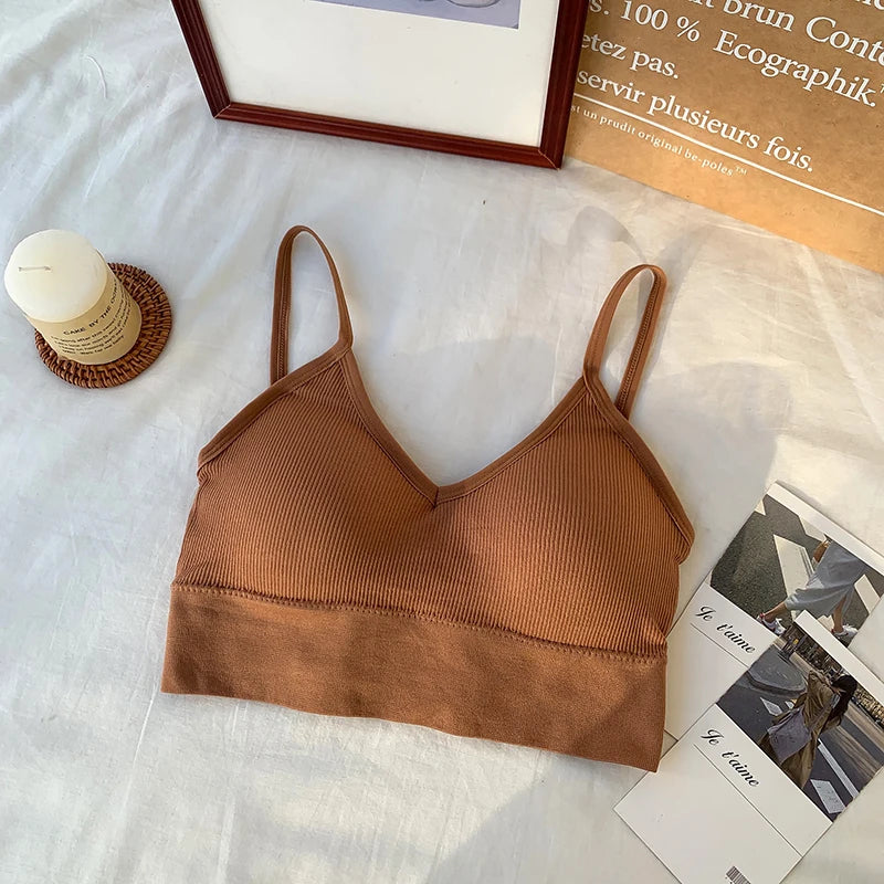 Women Tube Top Seamless Bra Crop Top Solid Color Sports Sexy Lingerie Active Bra Tops Underwear With Removable Pads