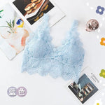 Deep V Lace Bra Tops Wire Free Brassieres Women Underwear Sexy Lingerie Beauty Back Bralette Bras for Women Removable Pads Top
