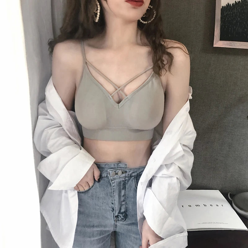 Women Tube Top Seamless Crop Top Wrapped Chest Underwear Cross Female Sports Bra Fitness Lingerie Sexy Intimates Bandeau Top