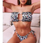 Tie Dye Pleated Ruffled Bikinis Bandeau Bikini Women Swimsuit Female Swimwear Two-pieces Bikini Set Hollow Out Bathing Suit Swim