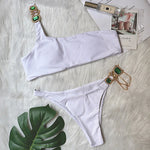 Halter Rhinestone Diamond Bikini Women Swimsuit Female Bikinis Metal Chain Swimwear Two Pieces Bikini Set Bathing Suit Swim Lady