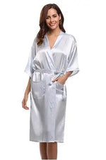 Hiloc Solid Color Sleepwear Robe Lace Up Peignoirs For Women Pajama Flare Sleeves Bathrobes Female Nightwear Elegant Loungewe