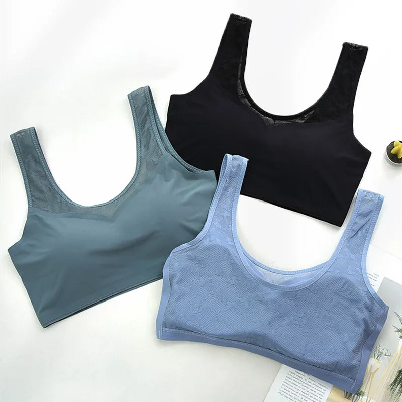Sexy Latex Bra Push Up Women's Underwear Seamless Beautiful Back Shock-absorbing Gathers Bralette Transparent Lace Brassiere