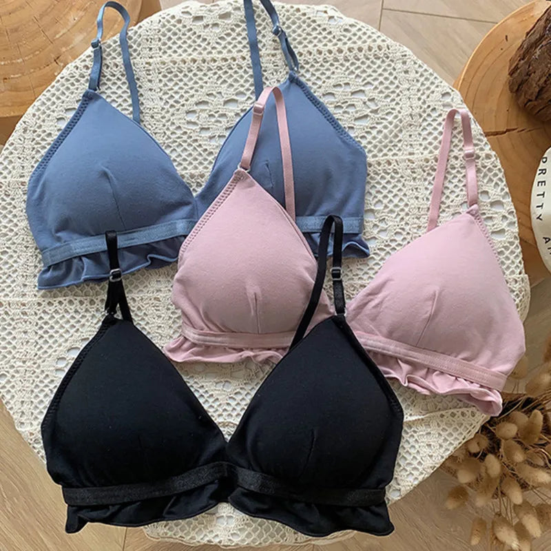 Non-wire Bras for Women Seamless Bra Top Sexy Lingerie Female Soft Brassiere Solid Color Back Closure Underwear