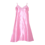 Women Ice Silk Cool Nightgown Pyjamas Sexy V Neck Sleepwear Nightwear