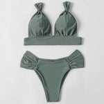 ZTVitality Solid Swimsuit Women Swimwear 2025 Newest Mid Waist Sexy Bikini Push Up Bikini Set Brazilian Bathing Suit Beach Wear