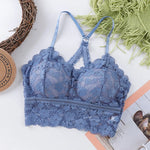 Cross Back Lace Bra Top Women Bralette Crop Top Sexy Lingerie Wireless Underwear Women Solid Color Bra Tops Padded Camisole