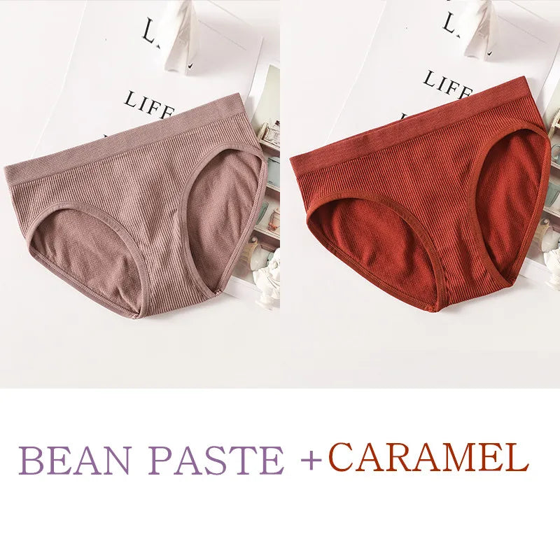 2Pcs/Set Women Panties Low Rise Briefs Seamless Underwear Female Full Coverage Back Bottoms Sports Underpants Sexy Lingerie M-L