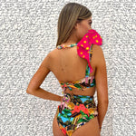 Two-Pieces Women Floral 2025 Push-Up Padded Bra Ruffles Bandage Bikini Set Swimsuit Swimwear Bathing Suit Beachwear Biquini