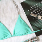 Halter Shiny Crystal Diamond Bikini Women Bandage Swimsuit Female Swimwear Rhinestone Bikini set Brazilian Bathing Suit Swim