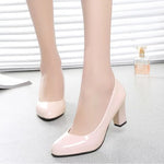 7CM professional shallow mouth single shoes female with round head slip black thick high heel ol work female shoes ert567