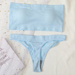 Women Strapless Bra And Panties Set Bandeau Bra High Waist Thong Seamless Underwear Sexy Tube Bra Female Sexy Lingerie Set M-XL