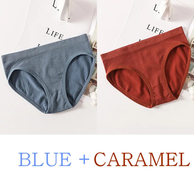 2Pcs/Set Women Panties Low Rise Briefs Seamless Underwear Female Full Coverage Back Bottoms Sports Underpants Sexy Lingerie M-L