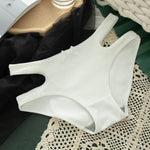 Women's High Waist Cut out Panties Hollow out Solid Color Bow Cotton Crotch Briefs Ladies Cotton Lingerie Underwear