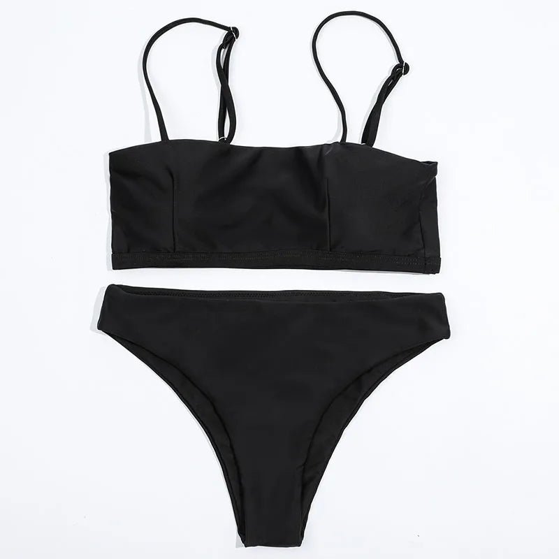 ZTVitality Solid Sexy Bikinis Push Up Bikini 2026 New Arrival Straps Padded Bra Mid Waist Swimsuit Solid Swimwear Women Biquini