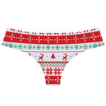 Women's Christmas Themed Printing G-string Sexy Low-Rise T-back Xmas Snowflakes Elk Pinted thong Seamless Female T-Pants