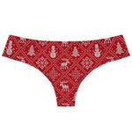 Women's Christmas Themed Printing G-string Sexy Low-Rise T-back Xmas Snowflakes Elk Pinted thong Seamless Female T-Pants