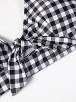 ZTVitality Bow Plaid Bikinis Push Up Sexy Bikini 2021 Hot Sale Straps Padded High Waist Swimsuit Retro Swimwear Women Biquini