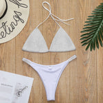 Shiny Sequins Diamond Micro Bikini 2025 Women Swimsuit Female Halter Swimwear Two Pieces Bikini Set Brazilian Bathing Suit Swim