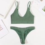 Women Seamless Bra And Panties Set Low Rise Thongs U-Shape Back Crop Top Bralette Comfort Sport Underwear Sexy Lingerie Set