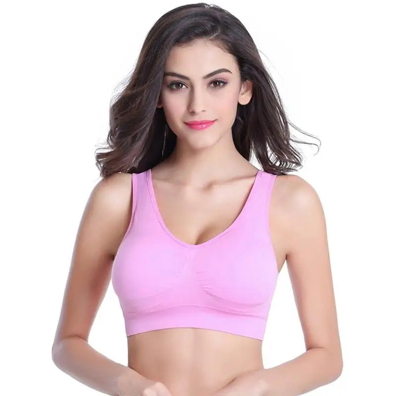 Shockproof Sports Yoga Bra for Women Removable Breast Pad S-7XL Sexy Elastic Back Cotton Sleep Bra Comfortable Sleepwear Top
