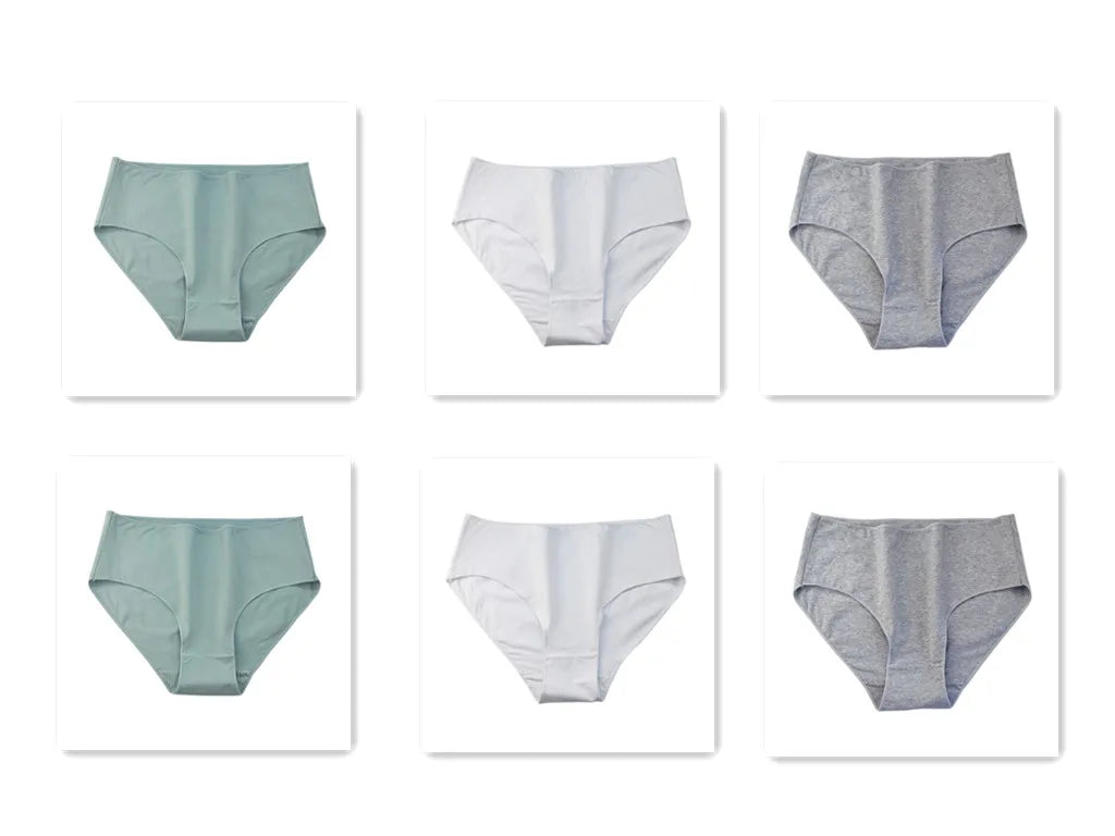 6Pcs/Set Women High Waist Cotton Briefs Breathable Panties Seamless Edge Comfort Underwear Solid Color Soft M-2XL Intimates