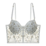 High Quality Lace Flowers Embroidery Underwear Women Sexy Body Shaper Push Up Bra French Luxury Romantic White Bralette Lingerie