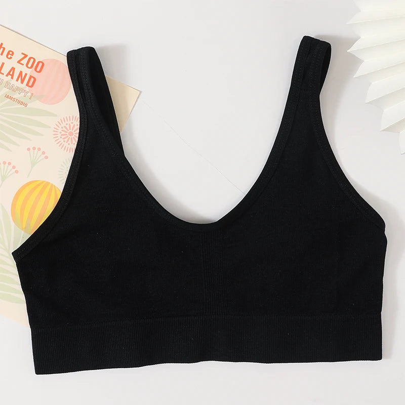 Women Tube Top Ribbed Bra Seamless Underwear Female V Neck Bralette Crop Top Soft Breathable Bra Sexy Lingerie Bandeau Bras