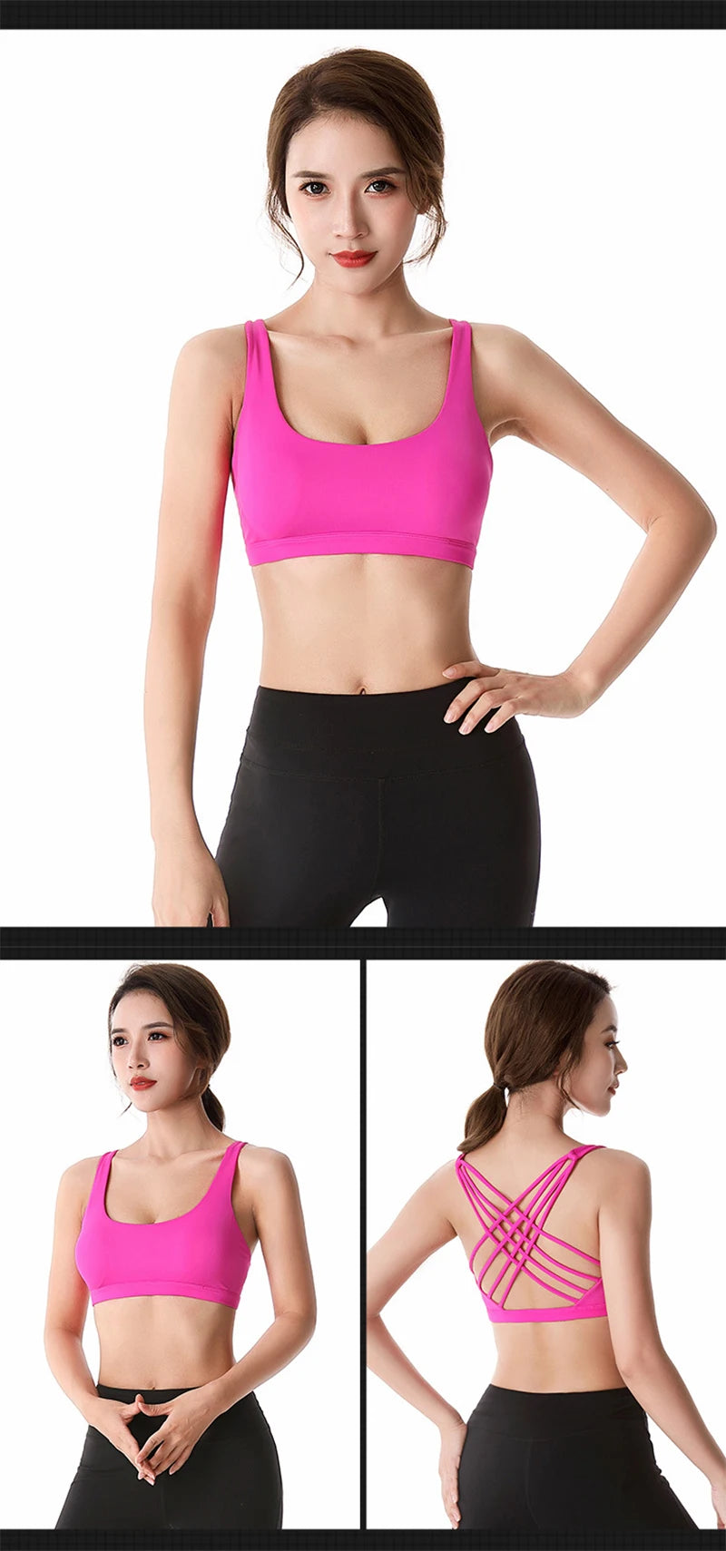 New Fitness Sports Bra for Women Push Up Cross Back Shockproof Running Gym Training Workout Yoga Underwear Crop Tops