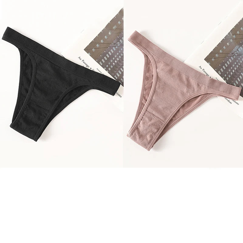 2PCS/Set Seamless Women Brazilian Panties Female Underpants High Leg Cut Underwear Sexy Lingerie Bikini Sports Briefs M-L