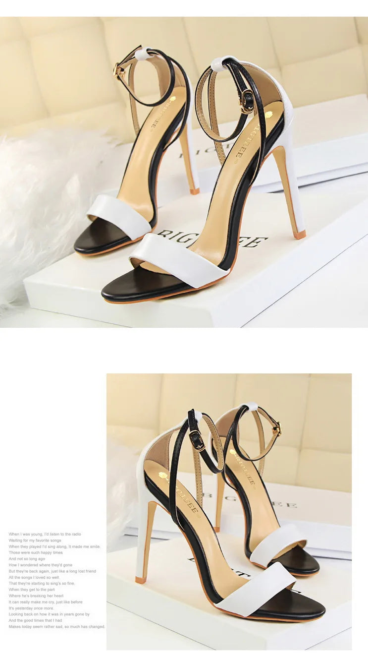 BIGTREE Shoes 11 cm High Heeled Sandals Women Summer Shoes Stiletto High Heels Open toed hollowed out Women Sandals Party Shoes