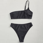 New One shoulder Bikini 2025 Female Swimsuit Women Swimwear Three-pieces Bikini set Mesh Long Skirt Beach wear Bathing Suit Swim