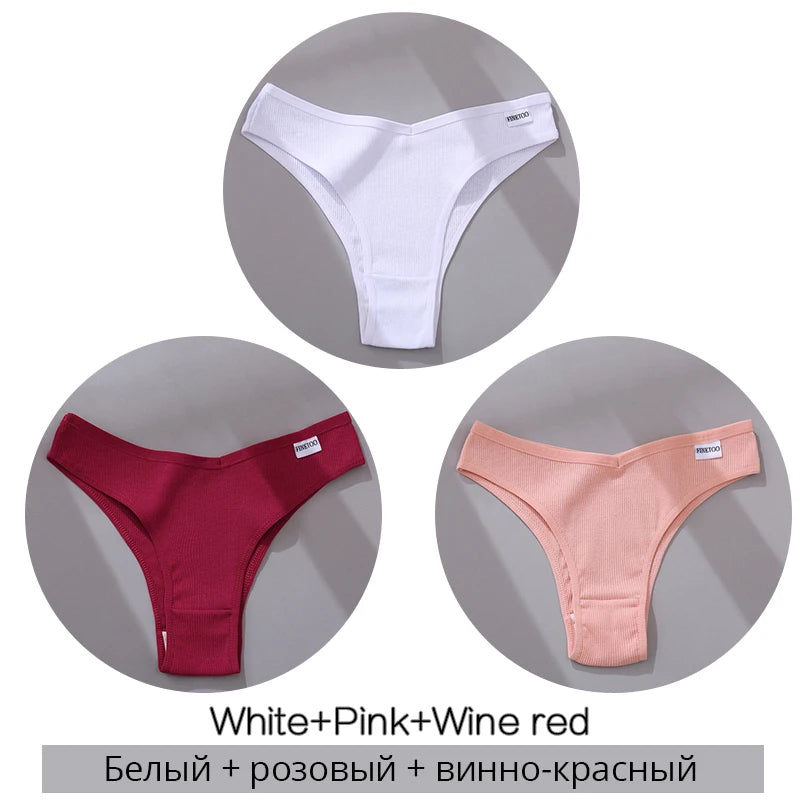 3Pcs/Set Cotton Women Briefs Sexy Seamless Brazilian Panties Female Low Rise Underwear Breathable Underpants Girls M-XL Intimate