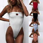 ZTVitality One Piece Swimsuit 2019 New Arrival Strapless High Leg Backless Sexy Swimwear Women Solid Bodysuit Monokini Swim Suit