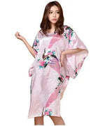 Novelty Print Black Female Satin Robe Dress Nightgown Novelty Women's Kaftan Bath Gown Summer Lounge Homewear Plus Size 6XL