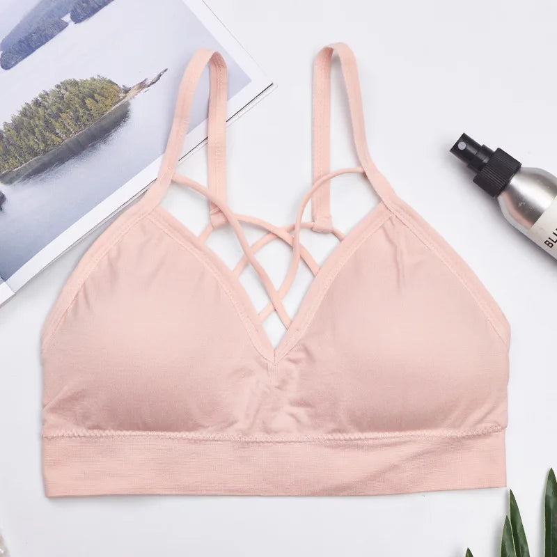 Women Tube Top Seamless Crop Top Wrapped Chest Underwear Cross Female Sports Bra Fitness Lingerie Sexy Intimates Bandeau Top