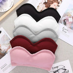 Strapless Bra Tube Top Women Crop Top Non-wire Invisible Bra 3/4 Cup Underwear Sexy Lingerie Cotton Bandeau Bra Removable Pads