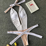 2025 Deep V Female Halter Swimwear One Piece Swimsuit Women Backless Monokini High Cut Wrap Around Bathing Suit Swim Bodysuit