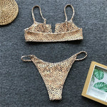 Ribbed Polka Dot Bikinis V-Bar Underwired Bikini Women Swimwear Female Swimsuit Two Pieces Bikini Set High Cut Bathing Suit Swim