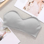Strapless Bra Tube Top Women Crop Top Non-wire Invisible Bra 3/4 Cup Underwear Sexy Lingerie Cotton Bandeau Bra Removable Pads