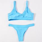 ZTVitality Sexy Bikini Solid Push Up 2019 Hot Sale Padded Bra Button Low Waist Thong Swimsuit Swimwear Women Biquini XL