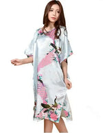 Novelty Print Black Female Satin Robe Dress Nightgown Novelty Women's Kaftan Bath Gown Summer Lounge Homewear Plus Size 6XL
