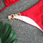 Halter Metal Chains Rhinestone Diamond Bikini Women Swimsuit Female Swimwear Two Pieces Bikini set Brazilian Bathing Suit Swim