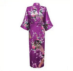 2015 Silk Bathrobe Women Satin Kimono Robes For Women Floral Robes Bridesmaids Long Kimono Robe Bride Silk Robe Dressing Gown