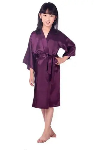 Baby Girls Kid Silk Satin Kimono Robes Bathrobe Sleepwear Wedding Flower Girl Night Dress
