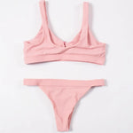 ZTVitality Sexy Bikini Solid Push Up 2019 Hot Sale Padded Bra Button Low Waist Thong Swimsuit Swimwear Women Biquini XL
