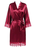 Plus Size Lace Patchwork Bride Bridesmaids Robe Sexy Lingerie Women Silk Wedding Party Kimono Robes Nightgown Sleepwear bathrob