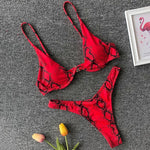 High Cut V-bar Underwired Bikini Women Swimsuit Female Micro Thong Swimwear Two-pieces Bikini Set Push Up Bathing Suit Swim Lady