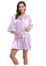 RB030 Sexy Large Size Sexy Satin Night Robe Lace Bathrobe Perfect Wedding Bride Bridesmaid Robes Dressing Gown For Women